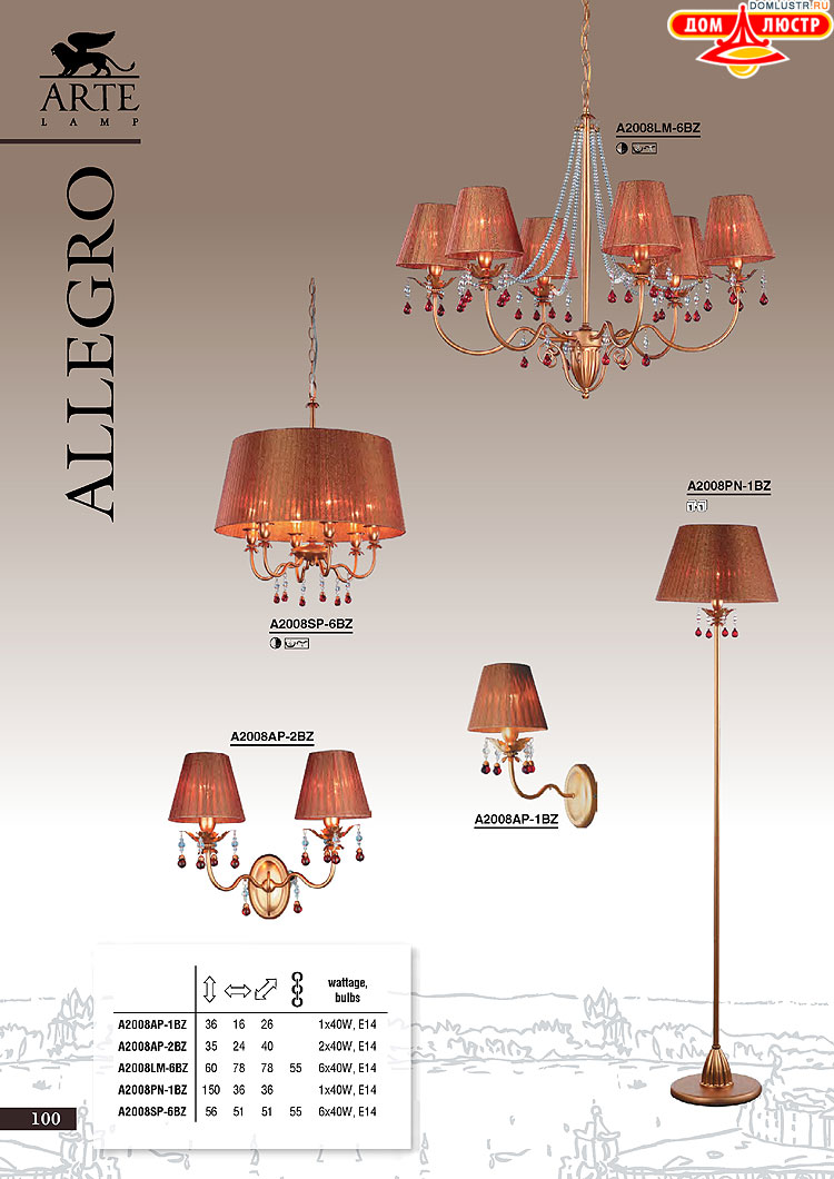 ����������� ������ � ����������� Arte Lamp, ���.: 100